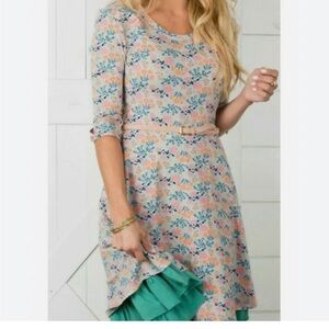 Matilda Jane Pink and Blue A-Line Dress with Flutter Sleeves